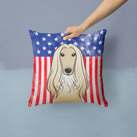 American Flag and Afghan Hound Fabric Decorative Pillow BB2174PW1414