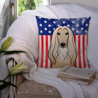American Flag and Afghan Hound Fabric Decorative Pillow BB2174PW1414