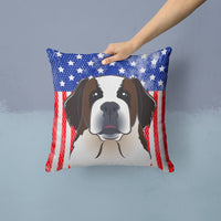 American Flag and Saint Bernard Fabric Decorative Pillow BB2176PW1414