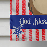 God Bless American Flag with Chocolate Brown Shih Tzu Flag Canvas House Size BB2179CHF