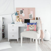 American Flag and Chihuahua Fabric Decorative Pillow BB2181PW1414