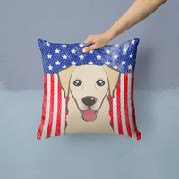 American Flag and Golden Retriever Fabric Decorative Pillow BB2182PW1414