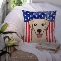 American Flag and Golden Retriever Fabric Decorative Pillow BB2182PW1414