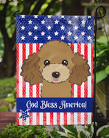 God Bless American Flag with Chocolate Brown Poodle Flag Garden Size BB2186GF