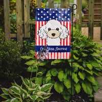 God Bless American Flag with White Poodle Flag Garden Size BB2187GF