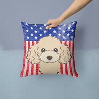 American Flag and Buff Poodle Fabric Decorative Pillow BB2188PW1414