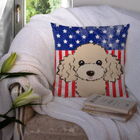 American Flag and Buff Poodle Fabric Decorative Pillow BB2188PW1414