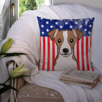 American Flag and Jack Russell Terrier Fabric Decorative Pillow BB2190PW1414