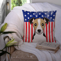 American Flag and Jack Russell Terrier Fabric Decorative Pillow BB2191PW1414