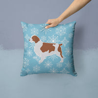 Winter Snowflake Welsh Springer Spaniel Fabric Decorative Pillow BB3500PW1414