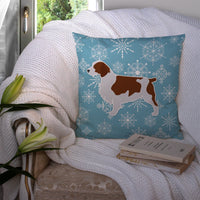 Winter Snowflake Welsh Springer Spaniel Fabric Decorative Pillow BB3500PW1414