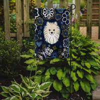 Blue Flowers Pomeranian Flag Garden Size BB5058GF