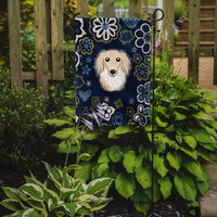 Blue Flowers Longhair Creme Dachshund Flag Garden Size BB5063GF