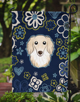 Blue Flowers Longhair Creme Dachshund Flag Garden Size BB5063GF