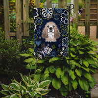 Blue Flowers Cocker Spaniel Flag Garden Size
