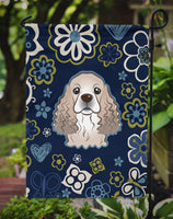 Blue Flowers Cocker Spaniel Flag Garden Size