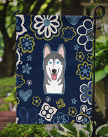 Blue Flowers Alaskan Malamute Flag Garden Size BB5069GF