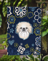 Blue Flowers Pekingese Flag Garden Size