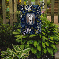 Blue Flowers Saluki Flag Garden Size