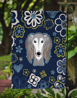 Blue Flowers Saluki Flag Garden Size