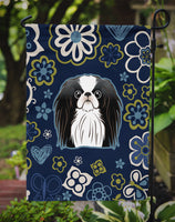Blue Flowers Japanese Chin Flag Garden Size