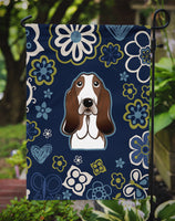 Blue Flowers Basset Hound Flag Garden Size BB5094GF