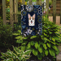 Blue Flowers Sable Corgi Flag Garden Size BB5104GF