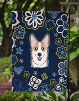 Blue Flowers Sable Corgi Flag Garden Size BB5104GF