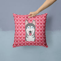 Alaskan Malamute Hearts Fabric Decorative Pillow BB5288PW1414