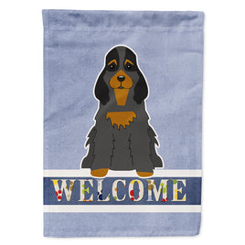 Cocker Spaniel Black Tan Welcome Flag Canvas House Size BB5674CHF