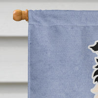 Border Collie Black White Welcome Flag Canvas House Size BB5699CHF