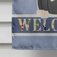 Bull Terrier Black White Welcome Flag Canvas House Size BB5714CHF