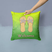 Flip Flops Welcome Fabric Decorative Pillow BB7454PW1414