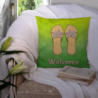 Flip Flops Welcome Fabric Decorative Pillow BB7454PW1414