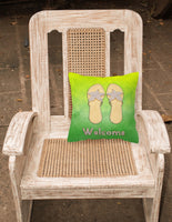 Flip Flops Welcome Fabric Decorative Pillow BB7454PW1818