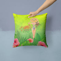 Summer Time Lady in Swimsuit Fabric Decorative Pillow BB7455PW1414