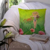 Summer Time Lady in Swimsuit Fabric Decorative Pillow BB7455PW1414