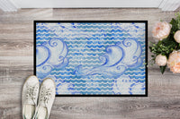 Beach Watercolor Abstract Waves Indoor or Outdoor Mat 18x27 BB7530MAT