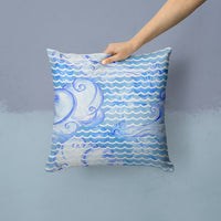Beach Watercolor Abstract Waves Fabric Decorative Pillow BB7530PW1414
