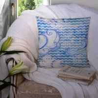 Beach Watercolor Abstract Waves Fabric Decorative Pillow BB7530PW1414