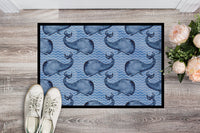Beach Watercolor Whales Indoor or Outdoor Mat 18x27 BB7535MAT
