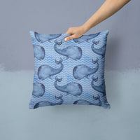Beach Watercolor Whales Fabric Decorative Pillow BB7535PW1414