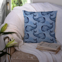 Beach Watercolor Whales Fabric Decorative Pillow BB7535PW1414