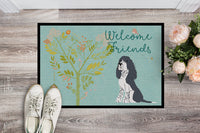 Welcome Friends Black Springer Spaniel Indoor or Outdoor Mat 18x27 BB7621MAT