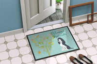 Welcome Friends Black Springer Spaniel Indoor or Outdoor Mat 18x27 BB7621MAT