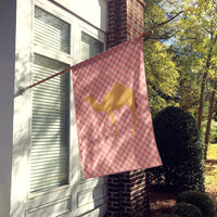 Arabian Camel Dromedary Pink Check Flag Canvas House Size BB7817CHF