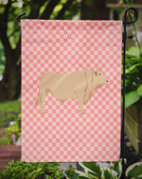 Charolais Cow Pink Check Flag Garden Size