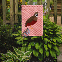 Chinese Painted or King Quail Pink Check Flag Garden Size