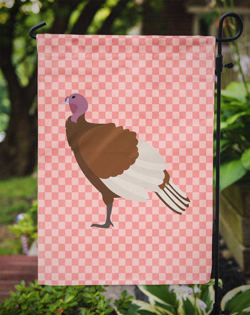 Bourbon Red Turkey Hen Pink Check Flag Garden Size BB7982GF| If It's Flags