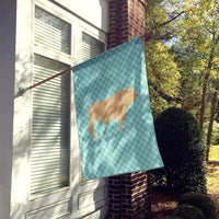 Charolais Cow Blue Check Flag Canvas House Size BB8000CHF